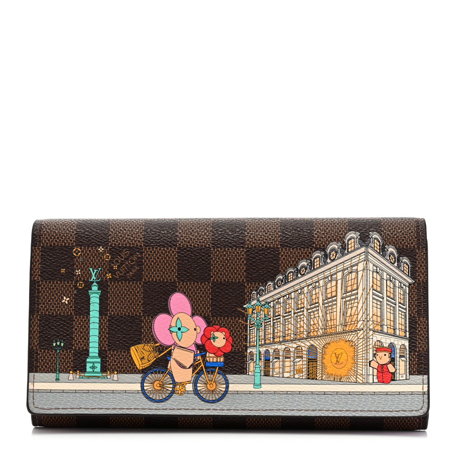 Louis Vuitton Damier Ebene 2022 Christmas Animation Paris Sarah Wallet Pink 1 of 8
