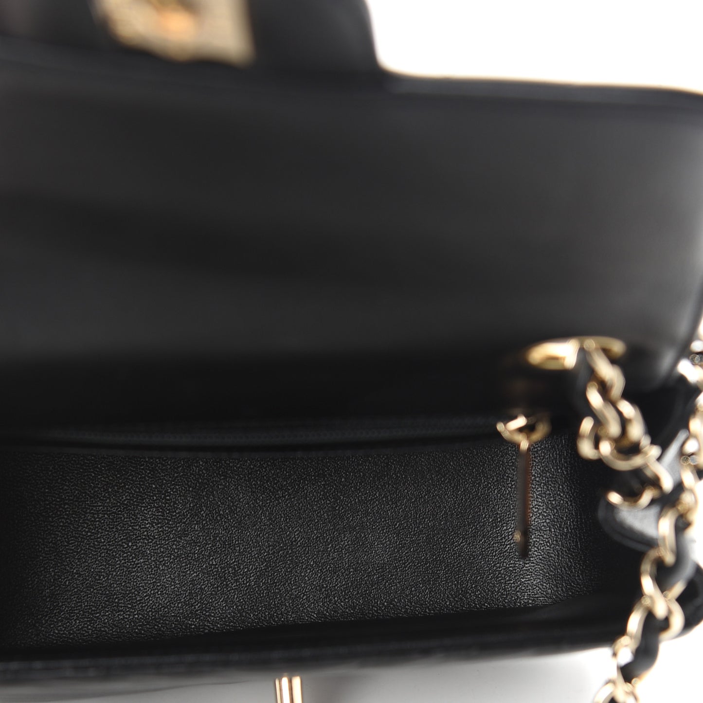 Lambskin Chevron Quilted Mini Square Flap Black