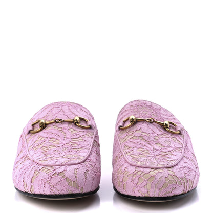 Gucci Lace Malaga Kid Womens Princetown Slippers 38 Sugar Pink Skin Rose 2 of 8