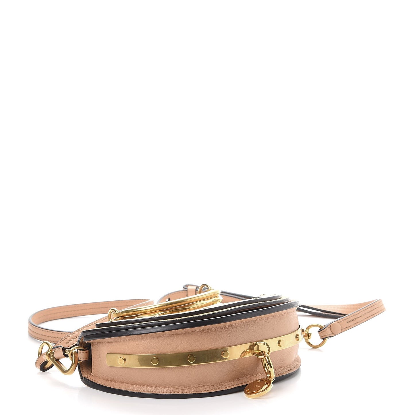 Suede Calfskin Constellation Studded Small Nile Bracelet Minaudiere Bag Blush Nude