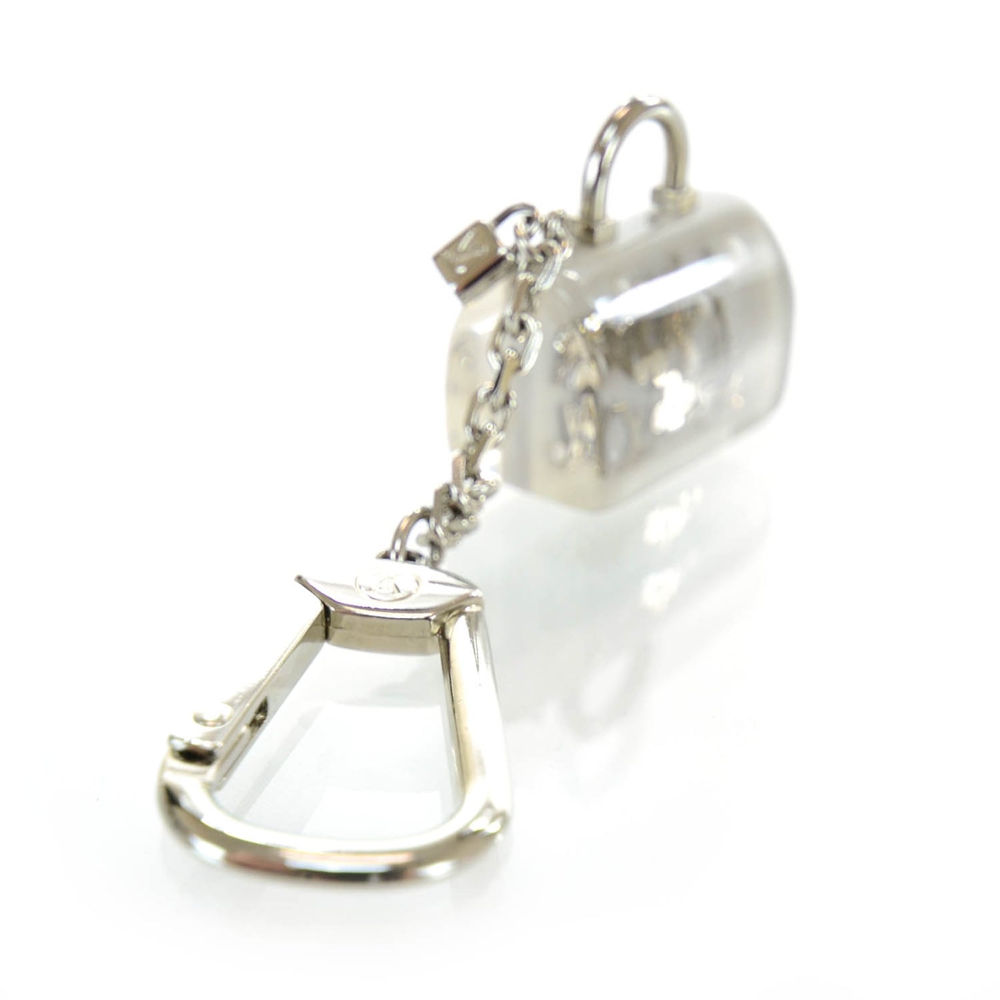 Resin Inclusion Speedy Bag Charm Key Chain Beige