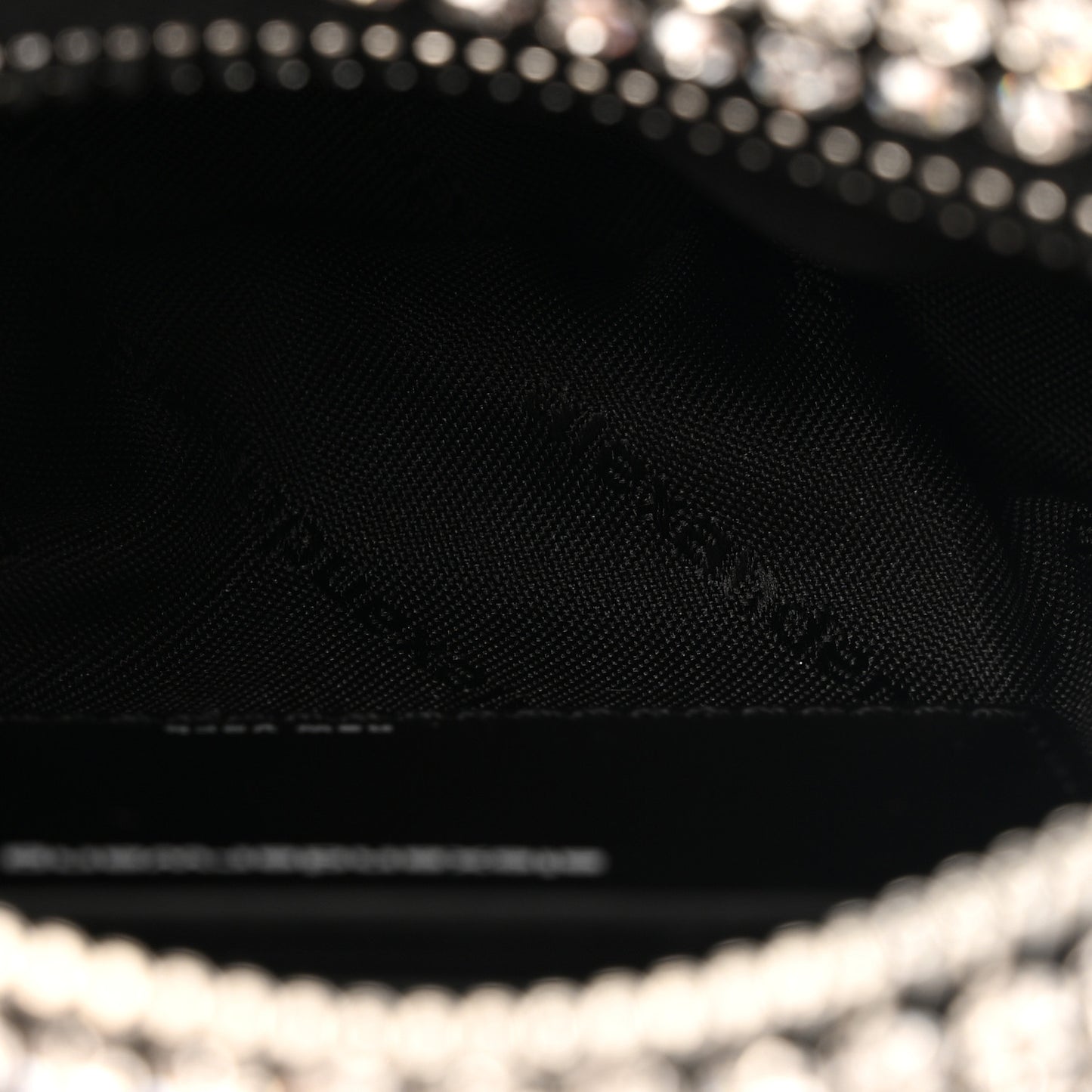 Mesh Crystal Rhinestone Mini Heiress Pouch Black Silver