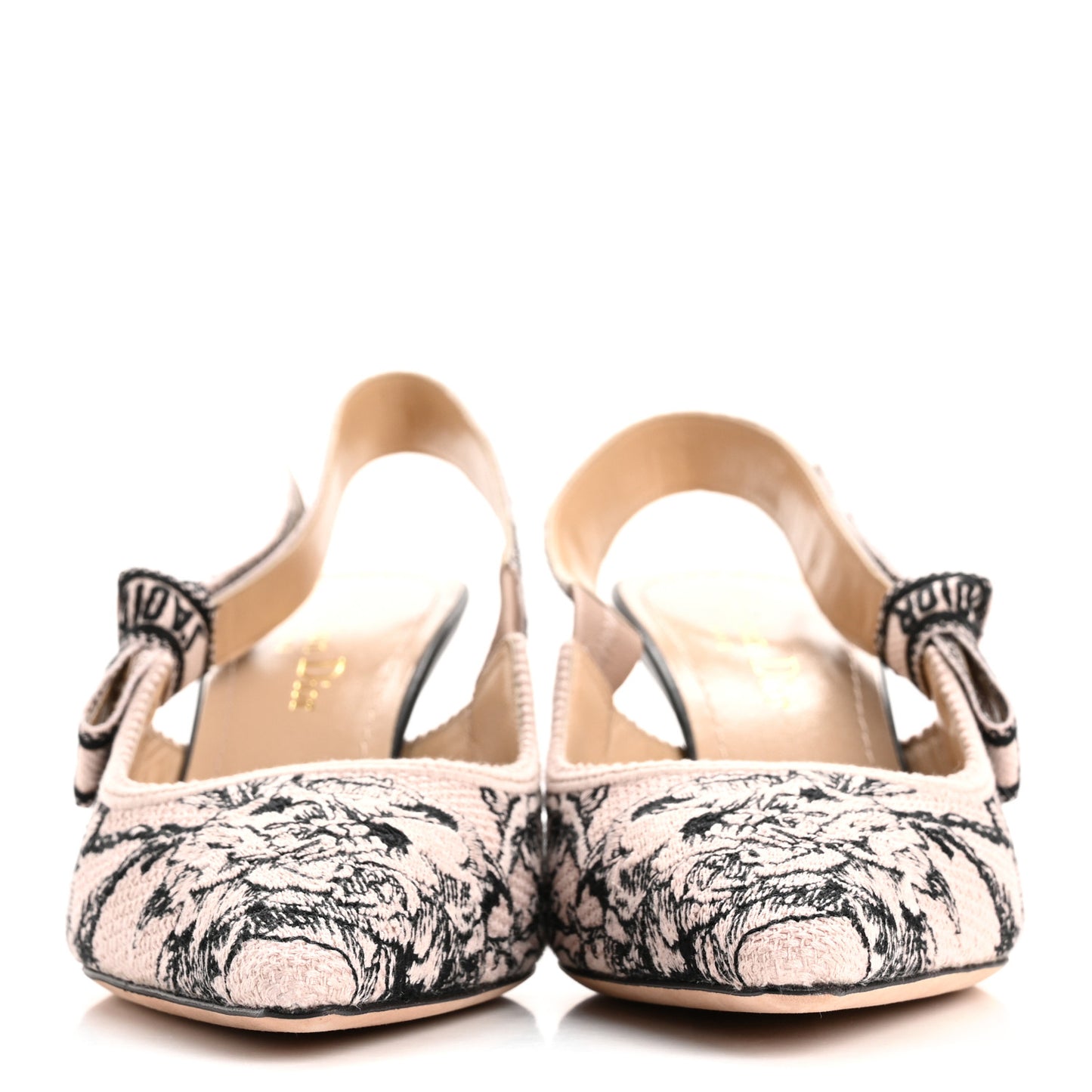 Canvas Embroidered Jardin Botanique J'Adoir Slingback 100mm Pumps 37 Black Nude