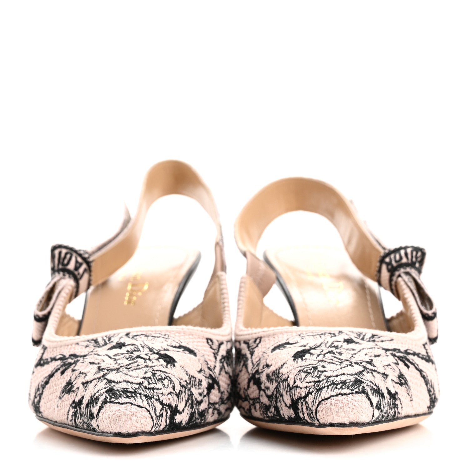 Christian Dior Canvas Embroidered Jardin Botanique J'Adoir Slingback 100mm Pumps 37 Black Nude 3 of 10