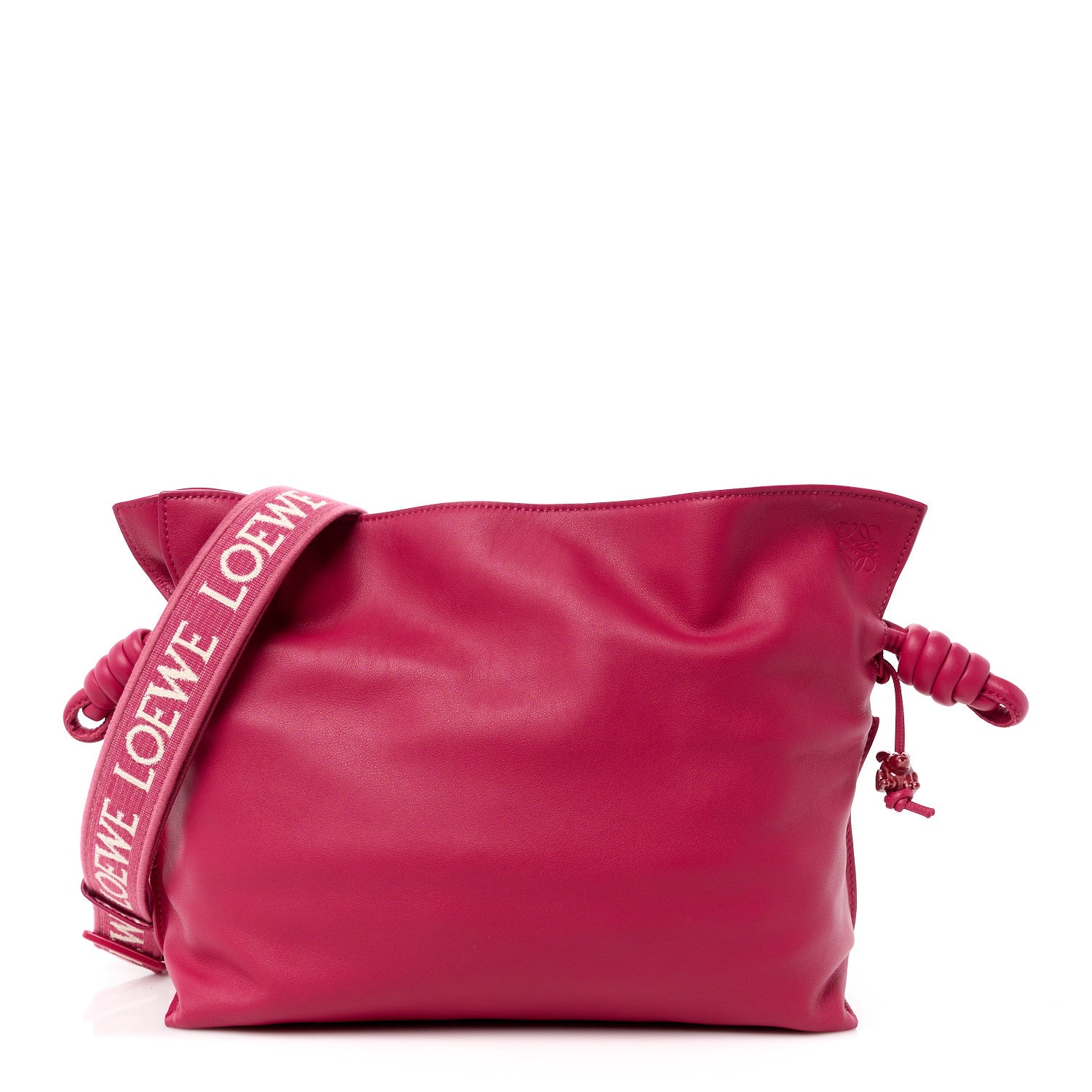 Loewe Satin Calfskin Monochrome Flamenco Knot Clutch Ruby Red Glaze 1 of 12