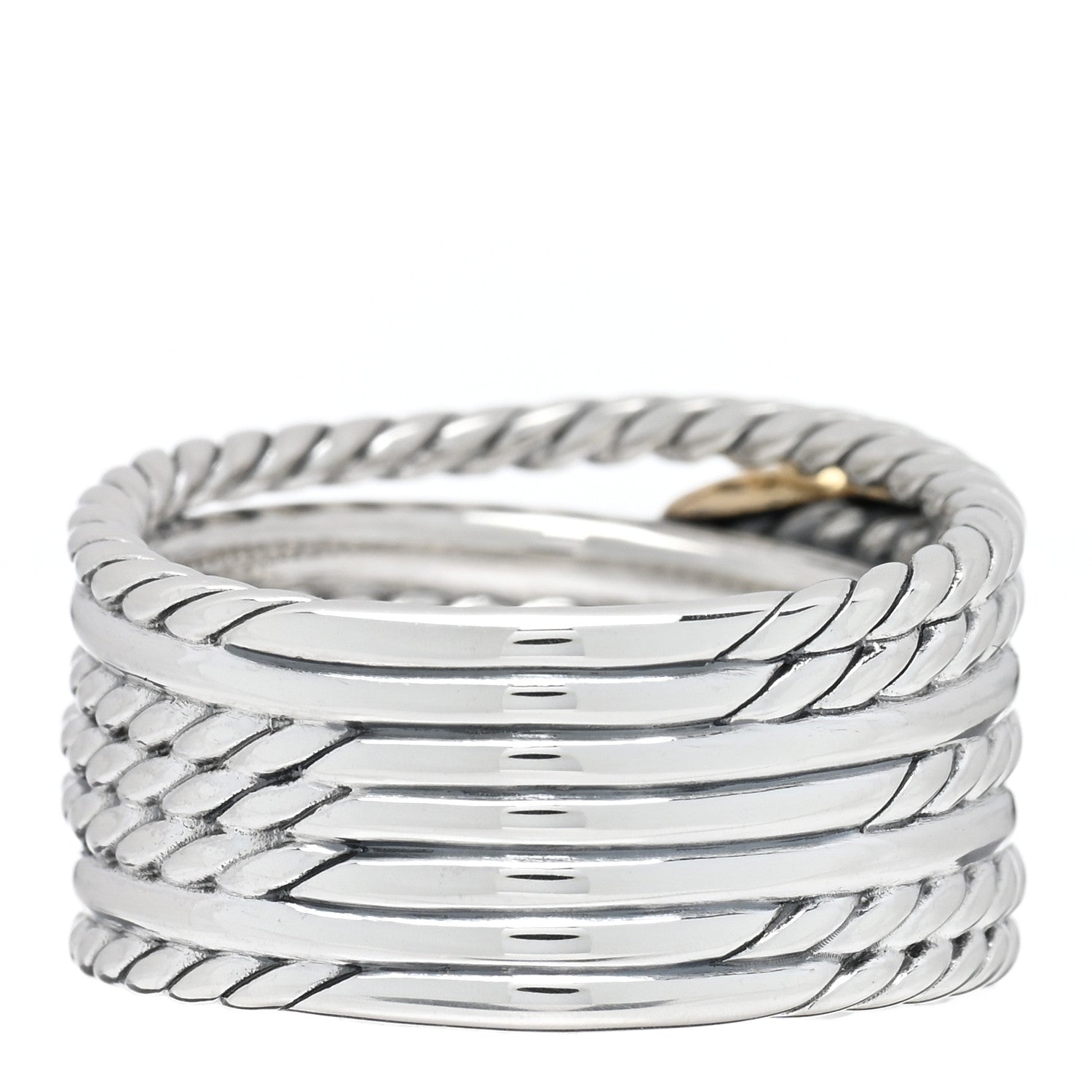 David Yurman Sterling Silver 18K Yellow Gold Double X Crossover Ring 57 8 3 of 4