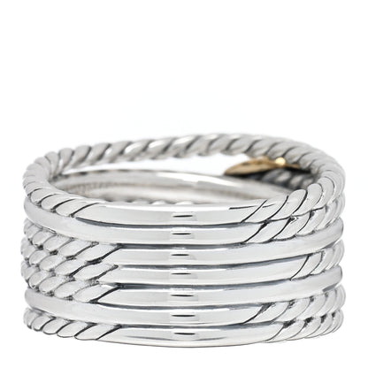David Yurman Sterling Silver 18K Yellow Gold Double X Crossover Ring 57 8 3 of 4