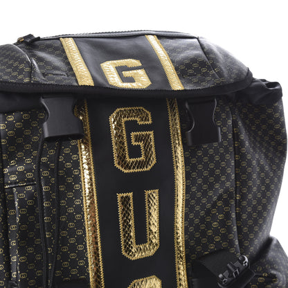 Gucci X DAPPER DAN Calfskin Laminated Ayers GG Micro Monogram Double Buckle Backpack Black Gold 9 of 19