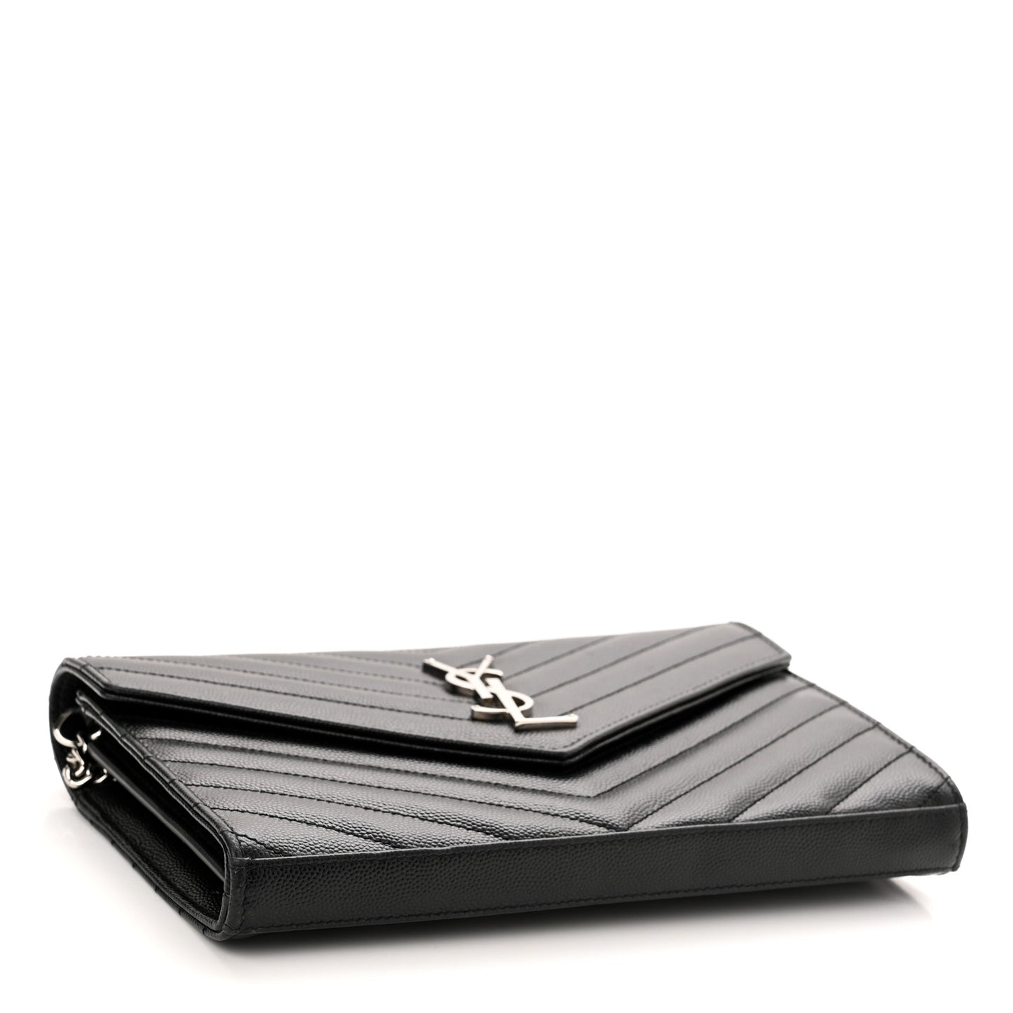 Grain De Poudre Matelasse Chevron Monogram Chain Wallet Black