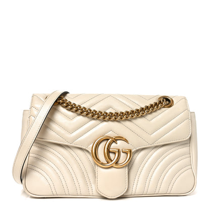 Gucci Calfskin Matelasse Small GG Marmont Shoulder Bag White 1 of 10