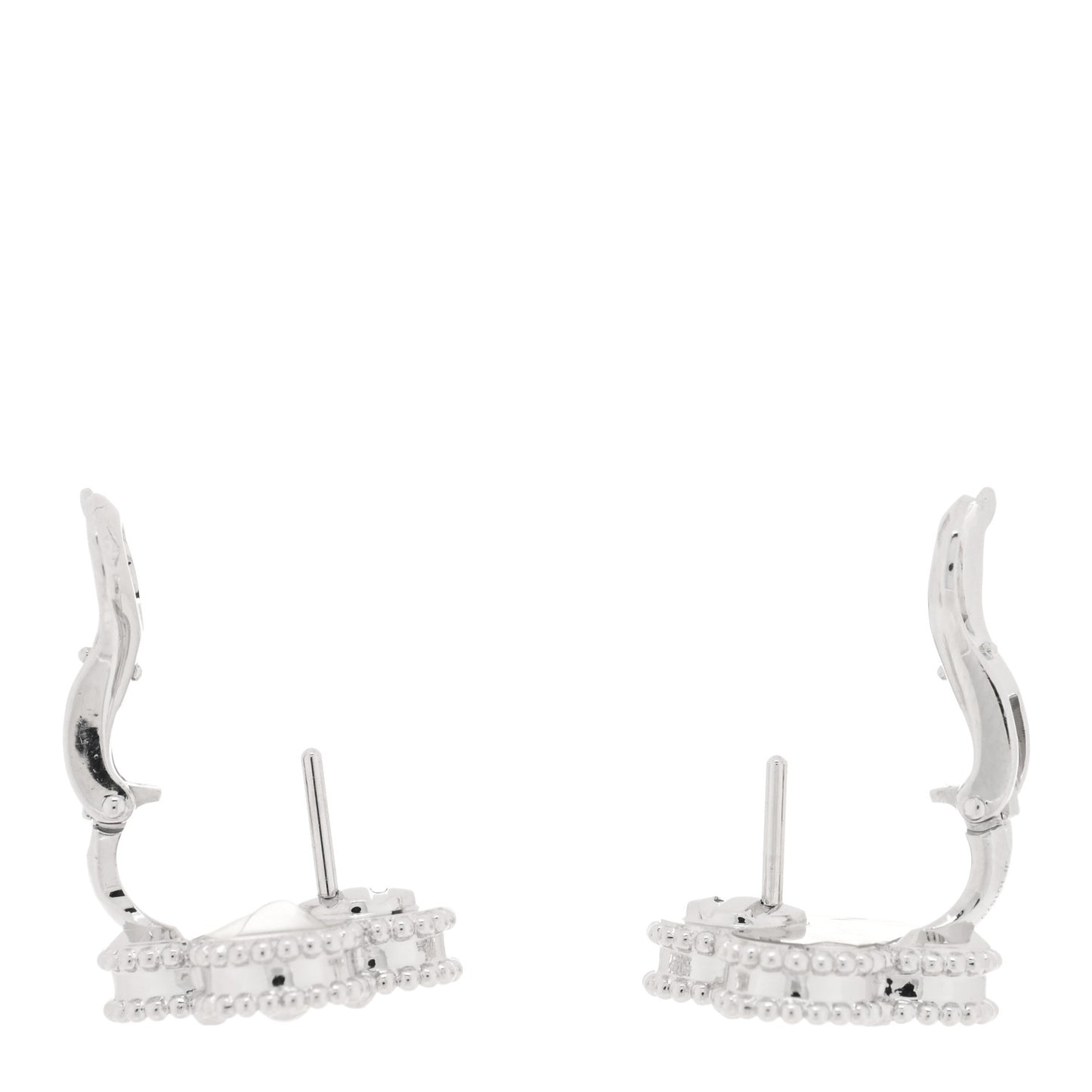 18K White Gold Guilloche Vintage Alhambra Earrings