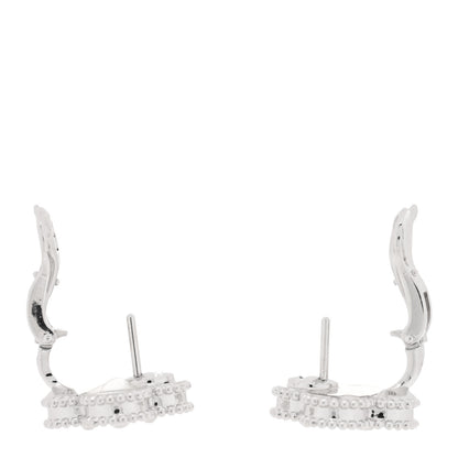 Van Cleef & Arpels 18K White Gold Guilloche Vintage Alhambra Earrings 3 of 5