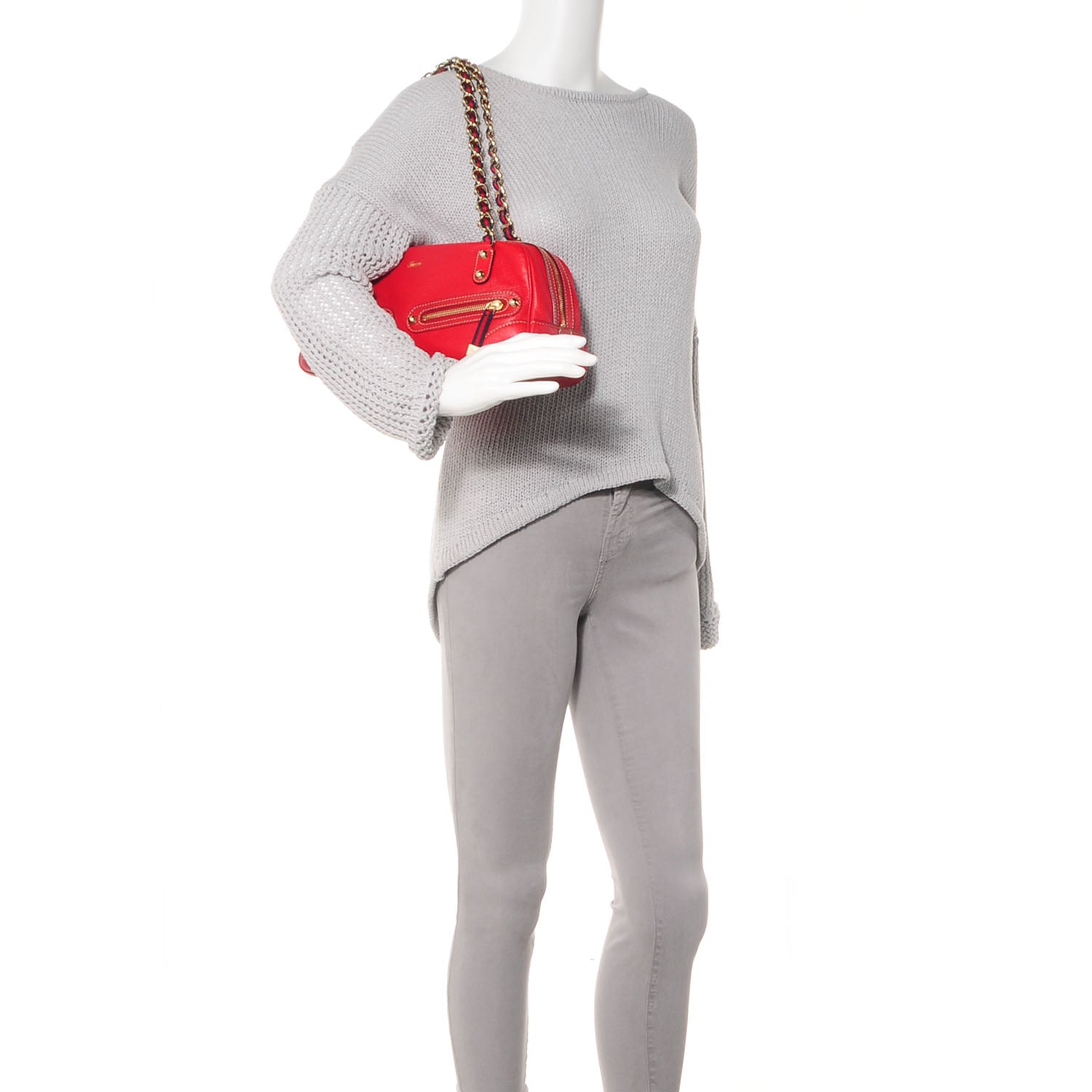 Gucci Leather Capri Small Bowler Red 2 of 7