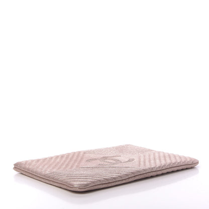 Chanel Metallic Crackled Goatskin Studded Chevron Quilted CC Large Zip Clutch Pink 4 of 7