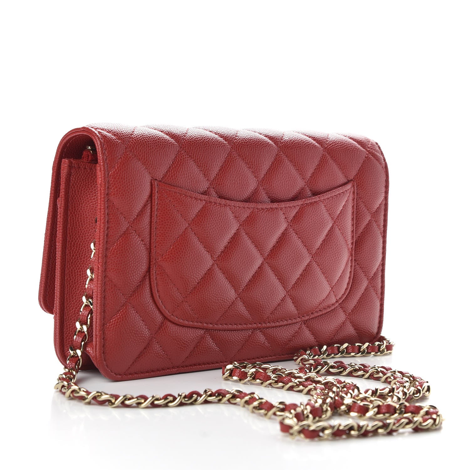 Chanel Caviar Quilted Wallet On Chain WOC Red 3 of 11