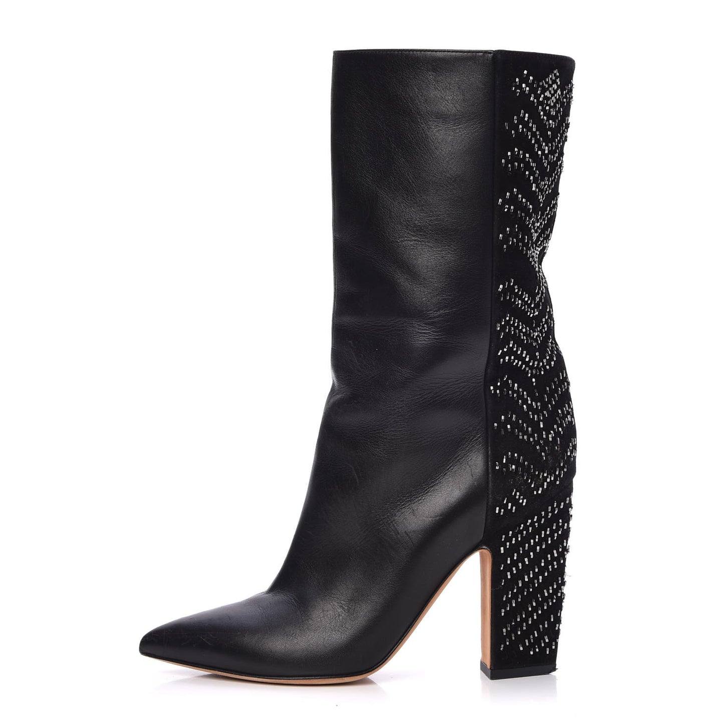 Nappa Suede Beaded Boots 38 Black