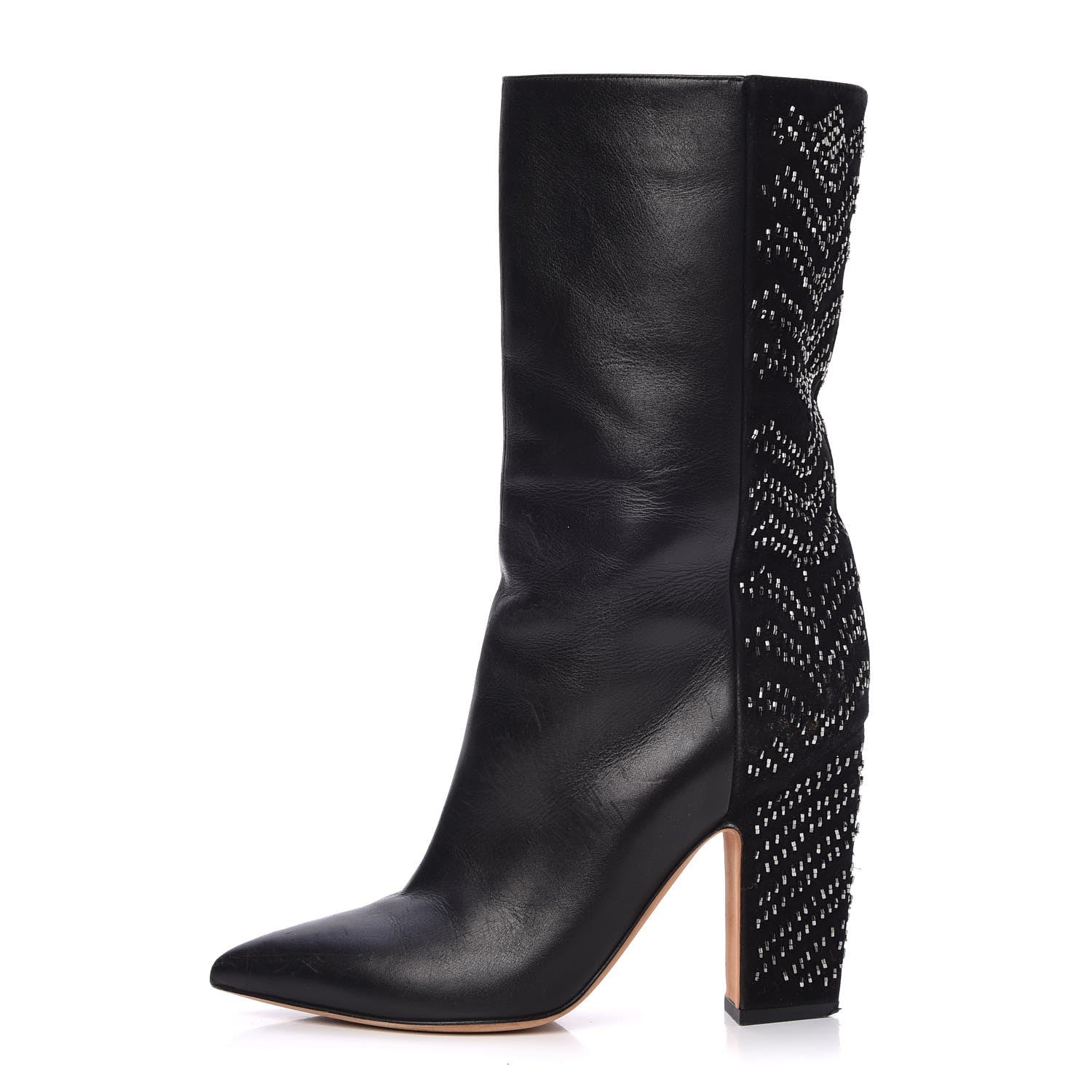 Valentino Garavani Nappa Suede Beaded Boots 38 Black 1 of 16