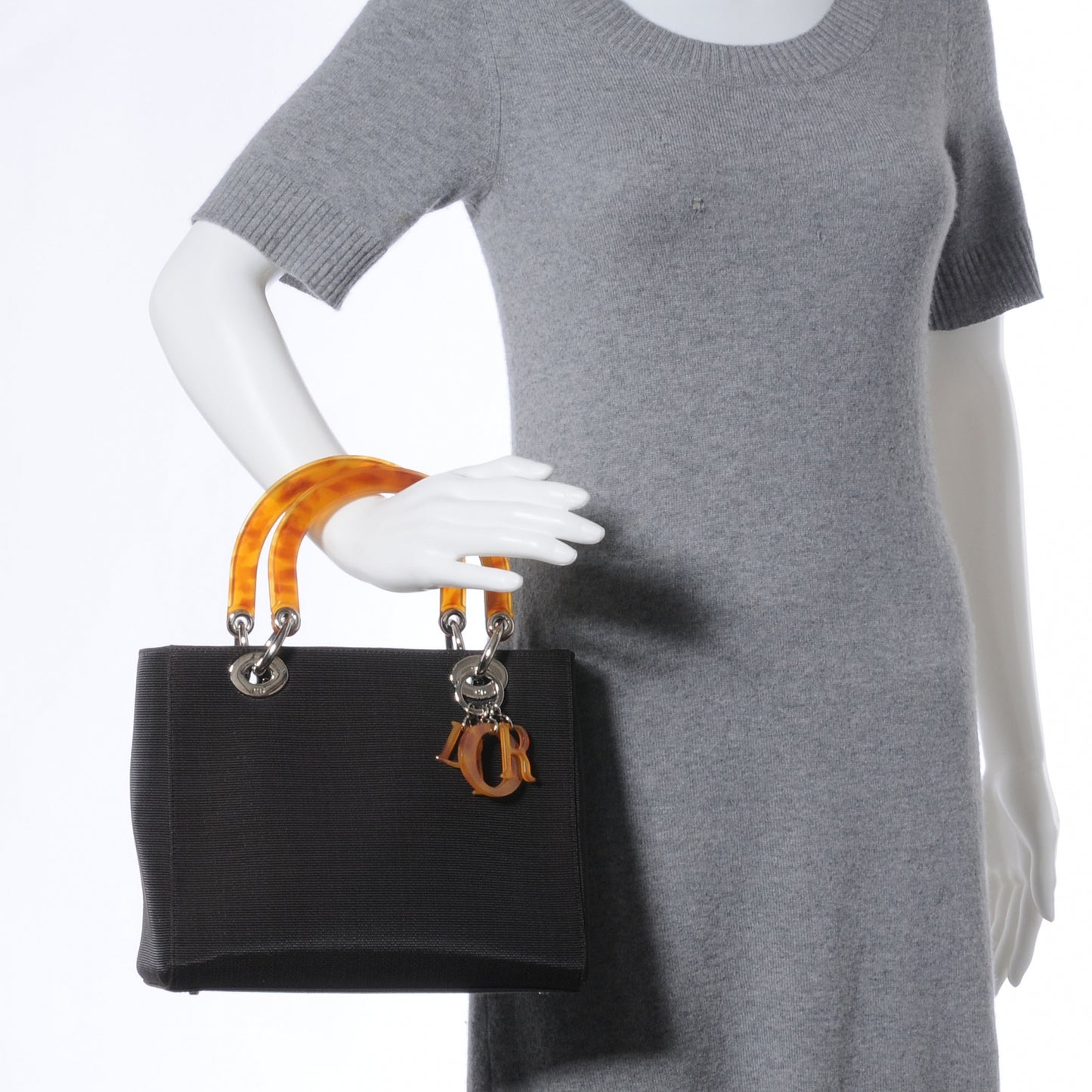 Canvas Medium Lady Dior Dark Brown