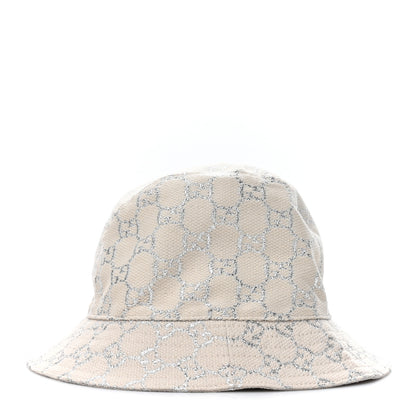 Gucci Canvas Lame GG Monogram Bucket Hat S Gardenia Silver 5 of 9