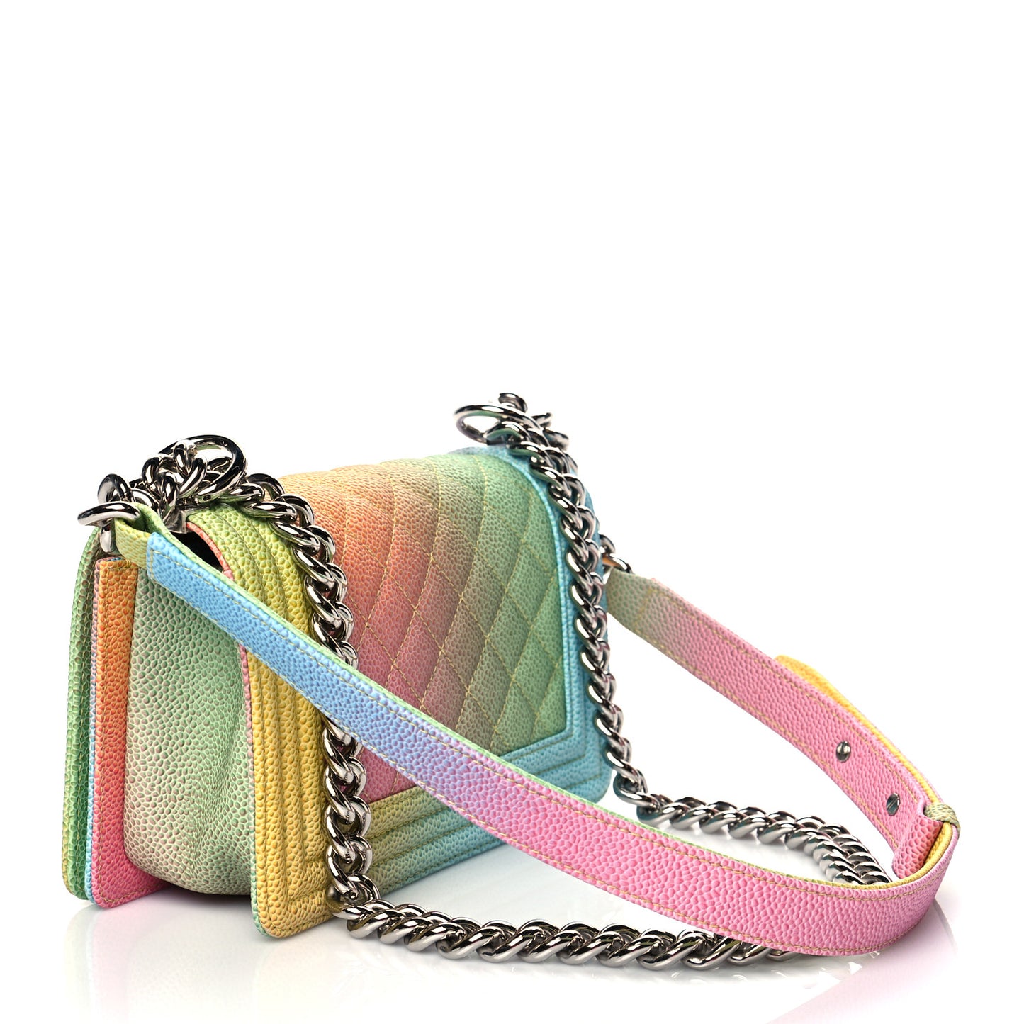 Caviar Quilted Small Cuba Rainbow Boy Flap Multicolor