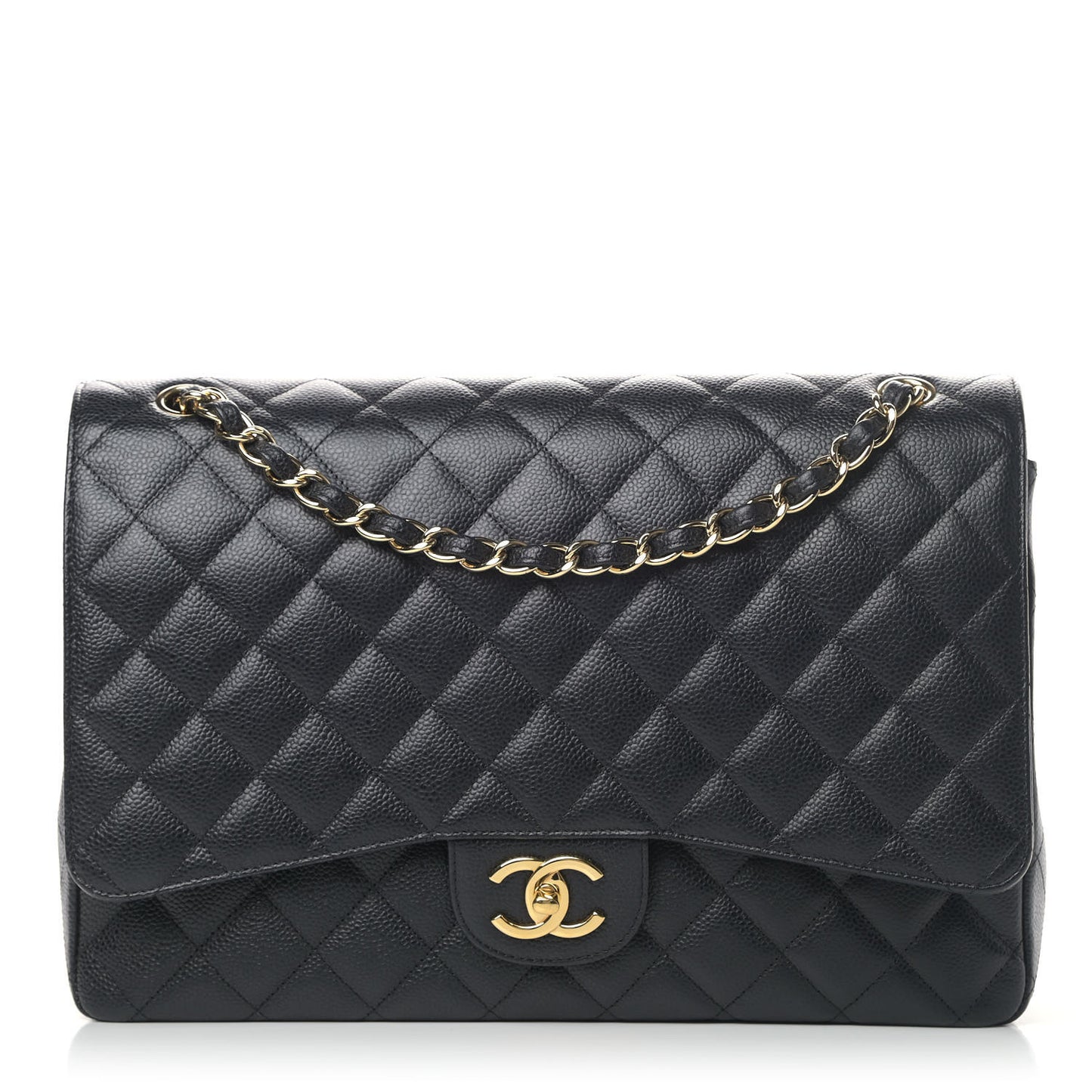 Caviar Quilted Maxi Double Flap Black