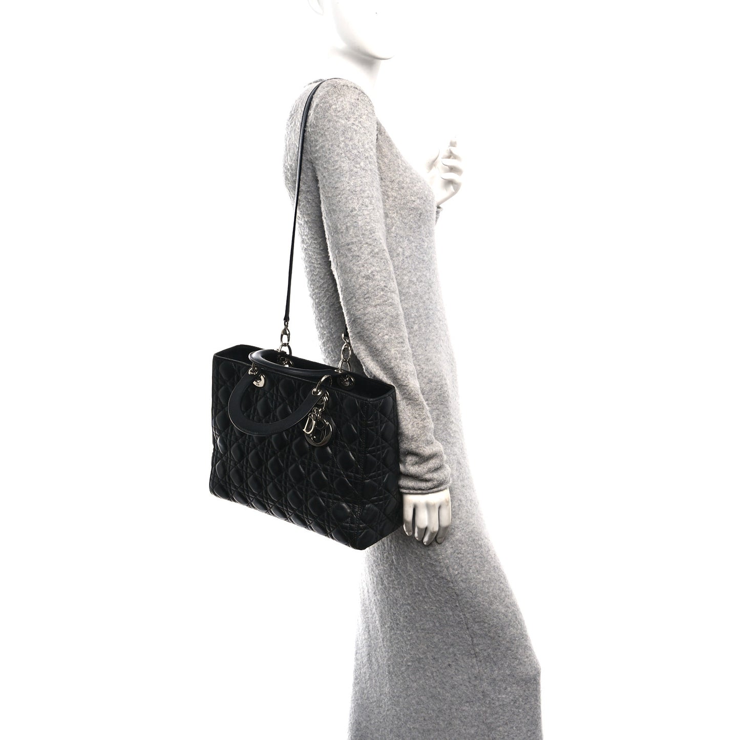 Lambskin Cannage Large Lady Dior Black