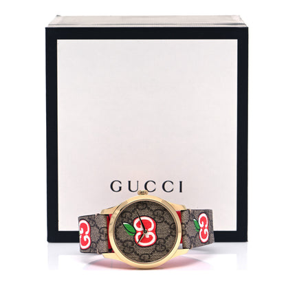 Gucci Stainless Steel Canvas 38mm G-Timeless Chinese Valentine's GG Apple Quartz Watch Brown 5 of 5