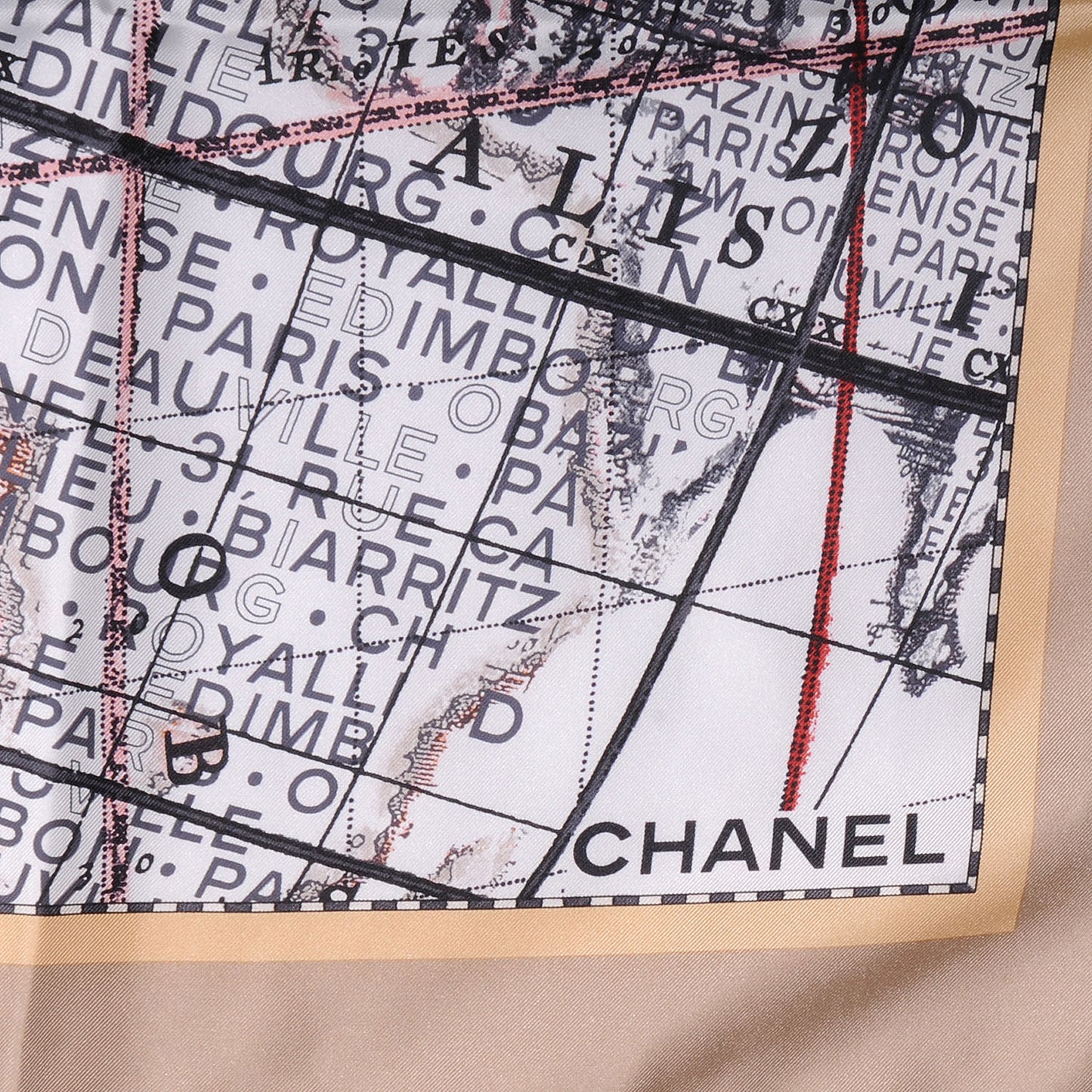 Silk Map Square Scarf CC