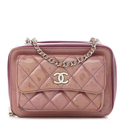 Chanel Patent Quilted Small Pocket Box Camera Case Purple 1 of 16