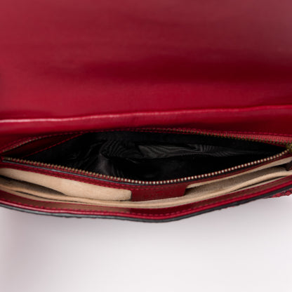 Gucci Snakeskin Medium Thiara Double Envelope Shoulder Bag Red Orange 12 of 15