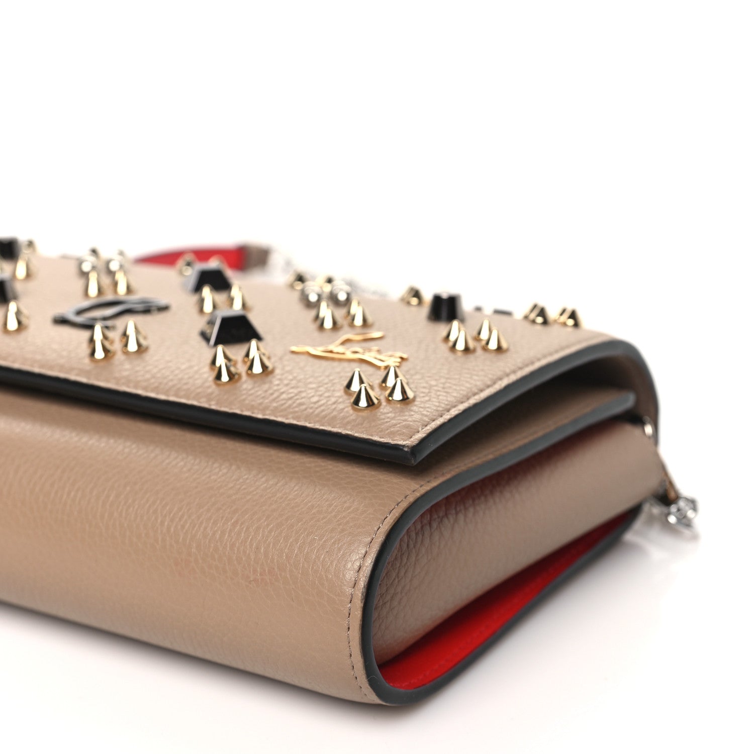 Christian Louboutin Calfskin Spikes Loubinthesky Paloma Clutch Roca 10 of 10