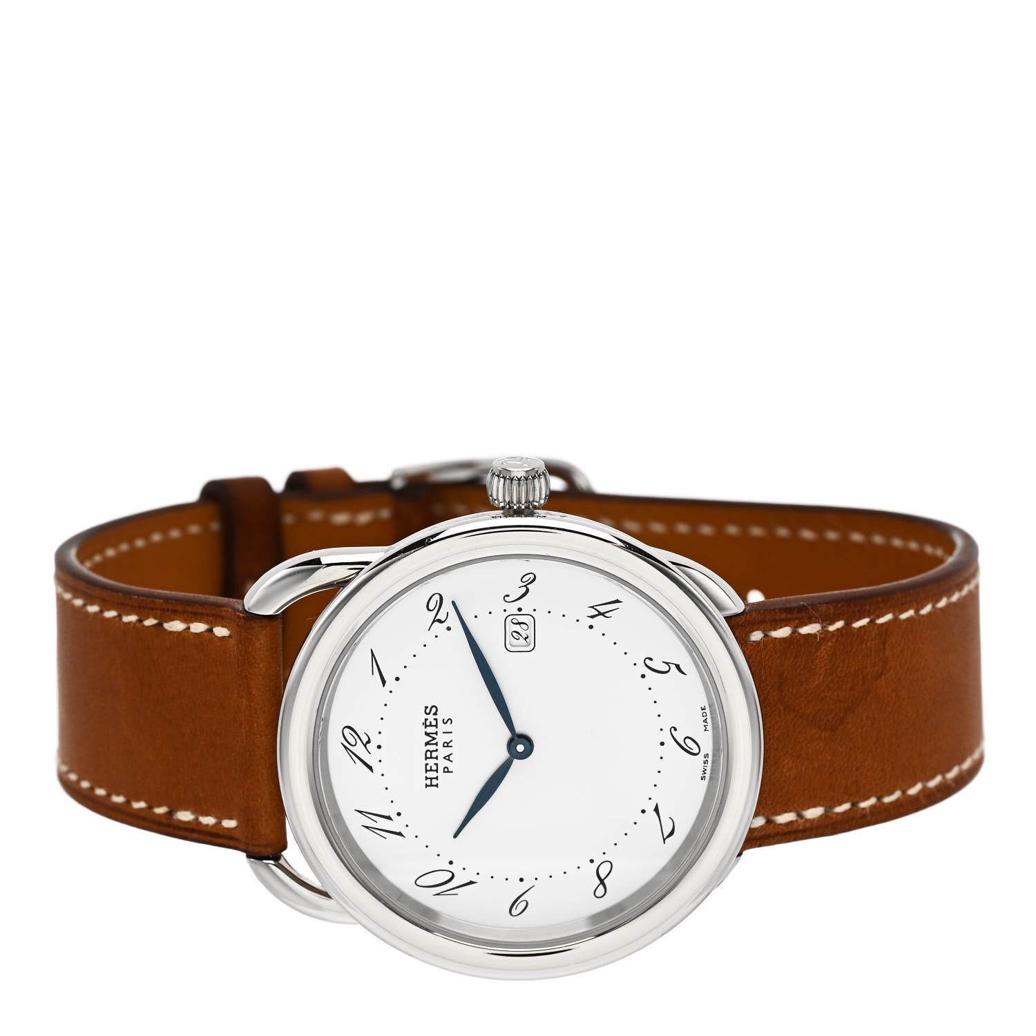 Hermes Stainless Steel Barenia 38mm Arceau Quartz Watch Fauve 2 of 6