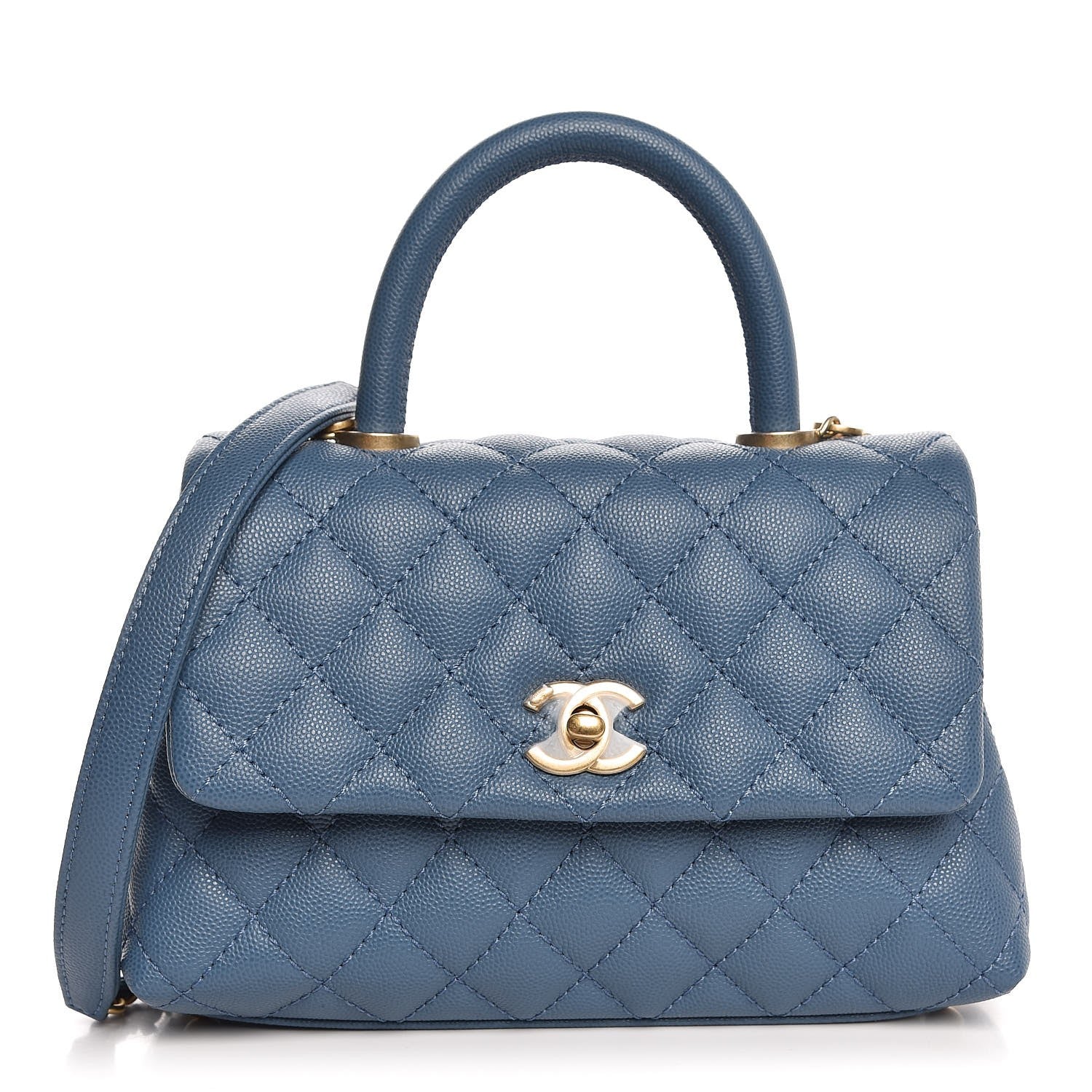 Chanel Caviar Quilted Mini Coco Handle Flap Blue 1 of 8