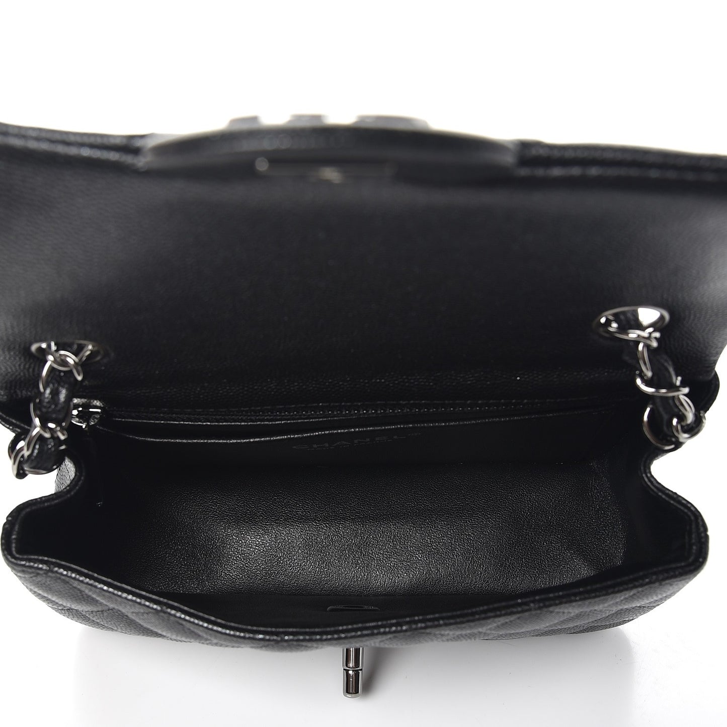 Iridescent Caviar Quilted Mini Rectangular Flap Black