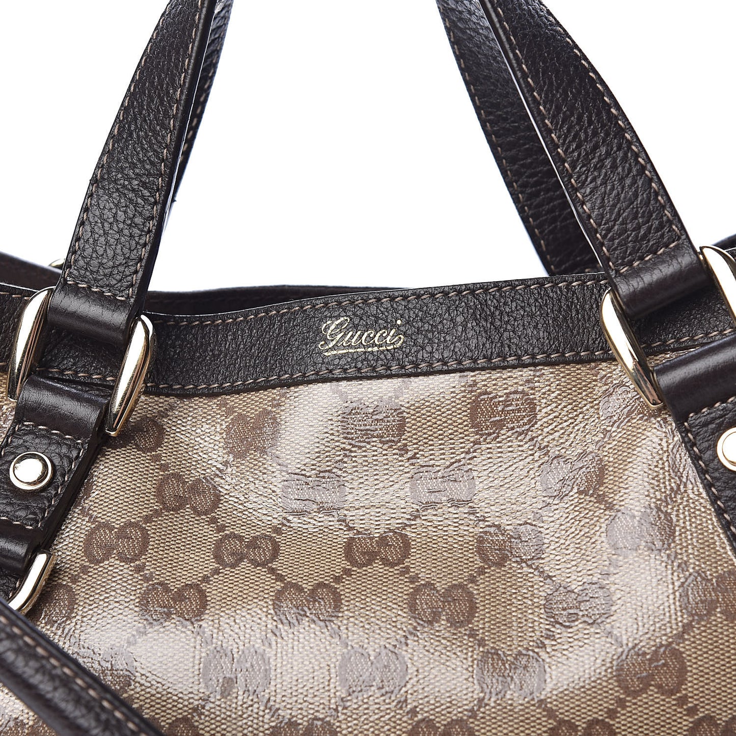 Crystal Monogram Medium Abbey Convertible Tote Dark Brown
