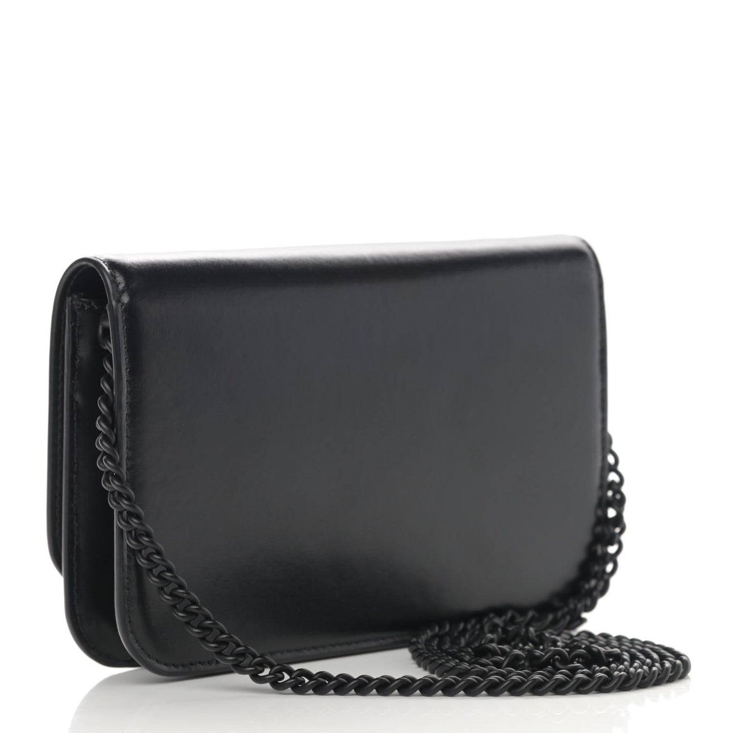 Smooth Calfskin B Wallet on Chain Black