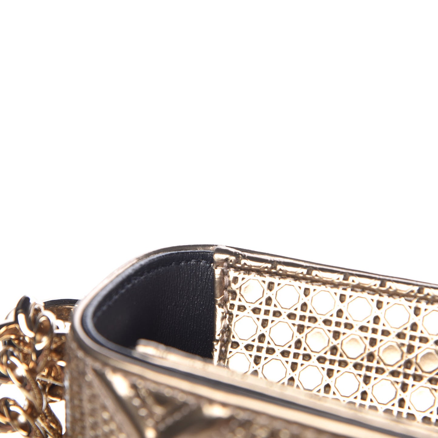 Metallic Patent Micro-Cannage Medium Diorama Flap Bag Gold
