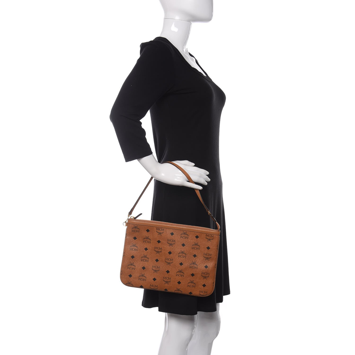 MCM Visetos Liz Shopper Tote Pouch Cognac 2 of 7