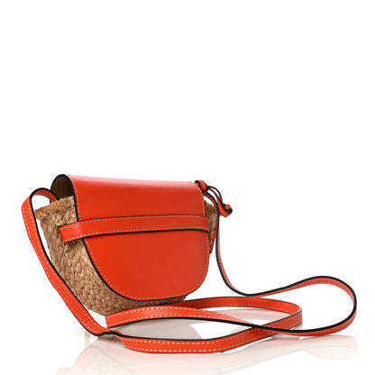 Loewe Calfskin Raffia Mini Gate Crossbody Bag Light Natural Orange 3 of 12