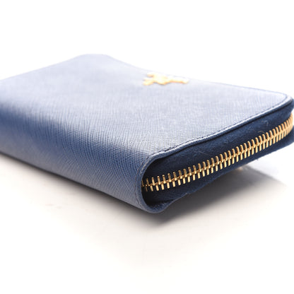 Prada Saffiano Metal Zip Around Wallet Bluette 8 of 9