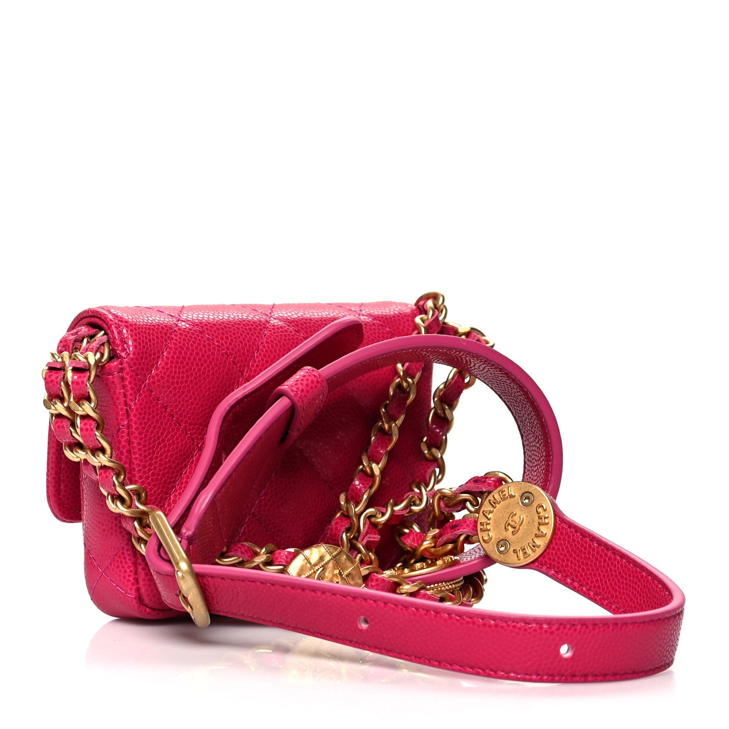 Chanel Caviar Twist Your Buttons Quilted Flap Chain Belt Bag Dark Pink 2 of 10