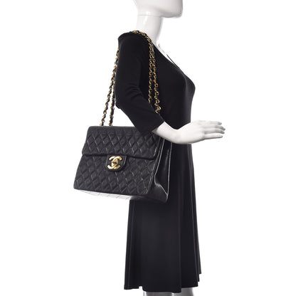 Chanel Lambskin Quilted XL Jumbo Single Flap Black 2 of 16