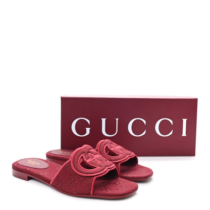 Gucci GG Canvas Interlocking G Cut Out Slide Sandals 37.5 Rosso Ancora 9 of 9