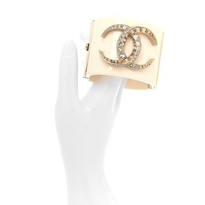 Chanel Resin Baguette Crystal Dubai CC Cuff Bracelet White Gold 2 of 5