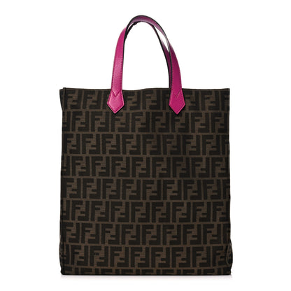 Fendi Zucca Vitello Elite Special Shopping Tote Tobacco Fuxia 1 of 16