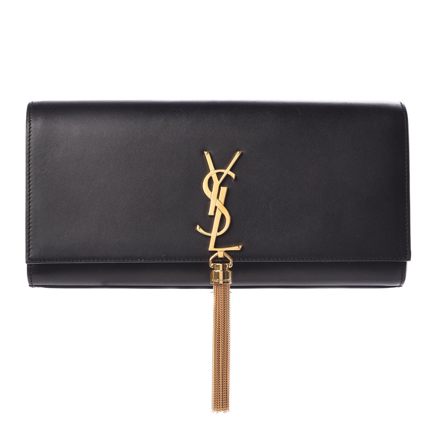 Saint Laurent Calfskin Classic Monogram Tassel Clutch Black 1 of 13