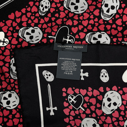 Alexander McQueen Silk Heart Skull Print Scarf Red 3 of 3