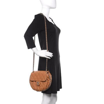 Chanel Washed Lambskin Quilted Medium Chain Around Messenger Dark Beige 2 of 9
