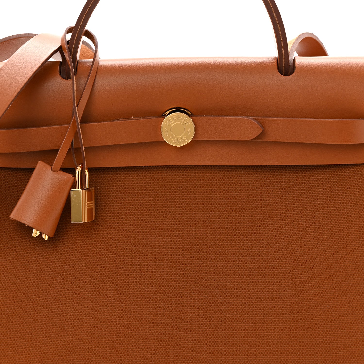 Hermes Military Toile Vache Hunter Herbag Zip Retourne 31 PM Fauve 9 of 12