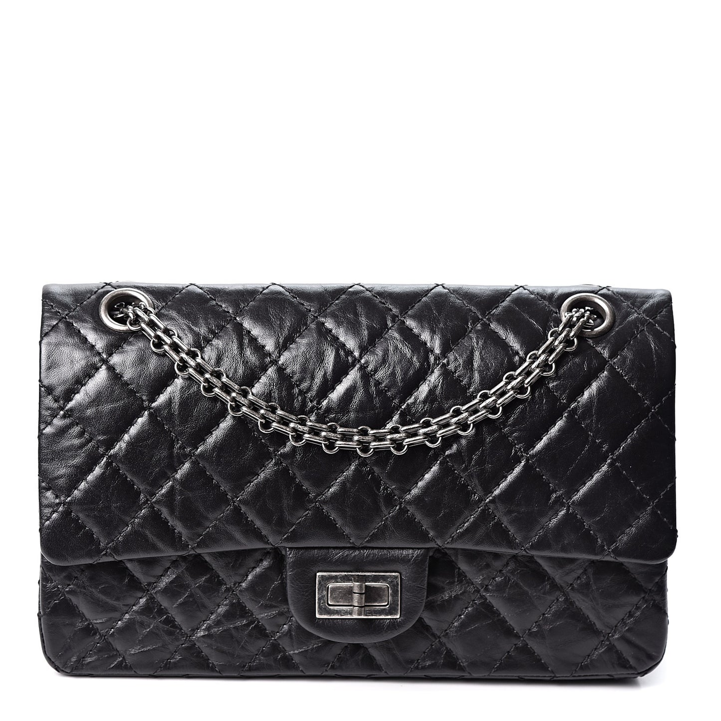 Aged Calfskin Quilted 2.55 Reissue 225 Flap Black